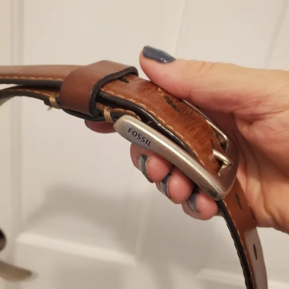 Fossil "Joe" Brown Leather Belt Size 38, Casual, Classic - Picture 3 of 13